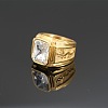 304 Stainless Steel with Cubic Zirconia Dragon Pattern Finger Rings for Men FS-WGD623F-17-1