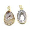 Plated Natural Druzy Grey Agate Pendants G-R435-28-2
