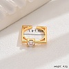 Geometric Square Brass Micro Pave Clear Cubic Zirconia Cuff Ring for Women's Daily Parties CF1716-1