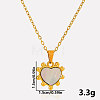 304 Stainless Steel Pave Natural White Shell Heart Pendant Necklaces QU9586-4-4