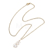White Round Shell PearlBeaded Pendant 304 Stainless Steel Cable Chain Necklaces for Women NJEW-JN05795-4