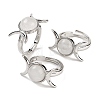 Natural Quartz Crystal Adjustable Rings RJEW-K271-01P-09-1