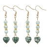 Natural Glass & Natural Green Spot Jasper Dangle Earrings for Women EJEW-JE06956-3