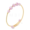 Copper French Wired & Round Natural Kunzite Cuff Bangles for Women BJEW-JB13989-3