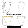   4Pcs 4 Style Brass Hanging Chains Collar Pins Tie Clips AJEW-PH0011-16-2