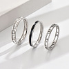 3Pcs Hollow Out 304 Stainless Steel Micro Pave Clear Cubic Zirconia with Enamel Finger Rings FS-WGFDE09-12-1