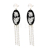 Alloy & Resin Pearl Tassel Stud Dangle Earrings EJEW-G466-04G-2