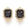 Brass Micro Pave Clear Cubic Zirconia and Glass Connector Charms KK-N287-28G-1