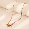 Boho 304 Stainless Steel Oval Coin Tassel & Plastic Pearl Pendant Cotton Cord Necklaces for Women WG94FE8-01-1