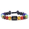 7 Chakra Natural Mixed Gemstone & Lava Rock & Glass Beads Ajustable Bracelets MO5857-8-1