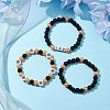 3Pcs 3 Styles Halloween Themed 8mm Round Glass Pearl Beaded Stretch Bracelet Sets BJEW-JB10849-2