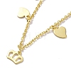201 Stainless Steel Heart & Crown Charms Bracelet with 304 Stainless Steel Chains for Women BJEW-C019-30G-2