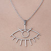 Non-Tarnish 201 Stainless Steel Hollow Eye Pendant Necklace NJEW-OY001-49-1