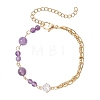 Round Natural Gemstone Beads Link Bracelets BJEW-JB13488-3