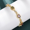 Oval Brass Micro Pave Cubic Zirconia Link Chain Bracelets for Women BJEW-D387-04G-06-1