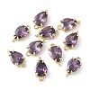 Brass Pave Cubic Zirconia Connector Charms KK-F892-53G-01-1