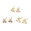 Real 18K Gold Plated Brass Horse Eye Stud Earrings EJEW-L270-19G-1