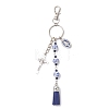 Cross Alloy & Handmade Porcelain Round Pendant Decorations HJEW-JM04644-1