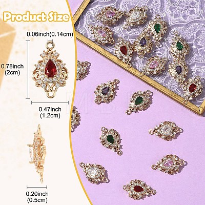 3Pcs Brass Micro Pave Cubic Zirconia Links Connectors KK-YW0003-49LG-01-1
