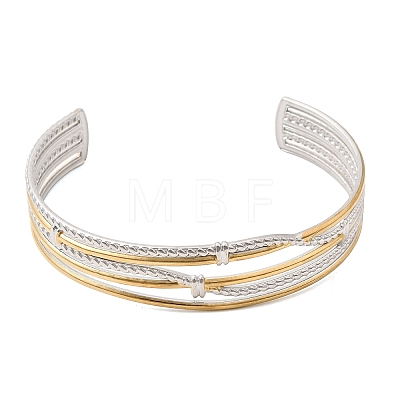 Two Tone 304 Stainless Steel Multi-strand Cuff Bangles for Women SA-CBA82C8-06GP-1