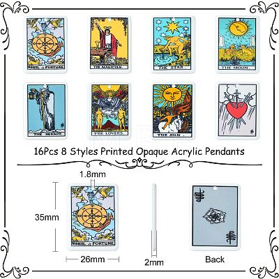 16Pcs 8 Styles Printed Opaque Acrylic Pendants SACR-CJ0001-41-1