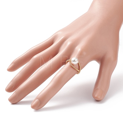 Shell Pearl Beaded Finger Ring RJEW-TA00048-1