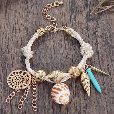 Bohemian Alloy & CCB Plastic & Resin & Natural Shell Charm Bracelets FS-WGD6F52-02-1