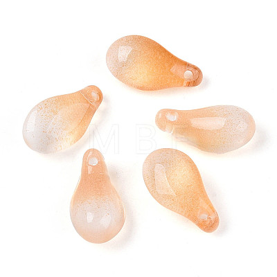 Transparent Glass Teardrop Charms GLAA-T030-03B-1