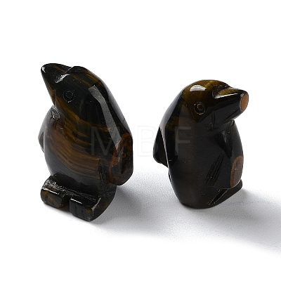 Natural Tiger Eye Carved Healing Penguin Figurines G-B062-08A-1