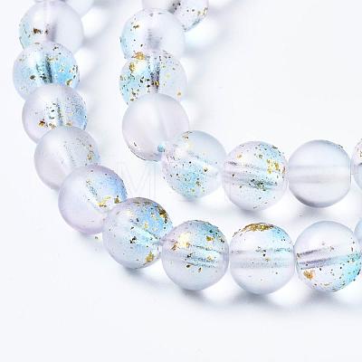 Frosted Spray Painted Glass Beads Strands GLAA-N035-03C-C07-1