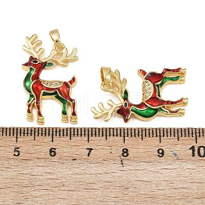 Christmas Brass Micro Pave Cubic Zirconia Enamel Pendants KK-B161-15G-01-1