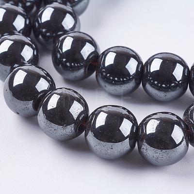 Non-magnetic Synthetic Hematite Bead Strands X-G-R193-19-10mm-1