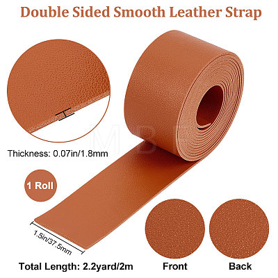 2M Flat Double Face Lychee Pattern Imitation Leather Band LC-WH0010-01B-04-1