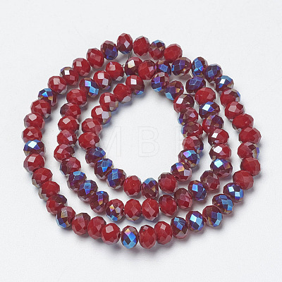Electroplate Opaque Solid Color Glass Beads Strands EGLA-A034-P4mm-I16-1