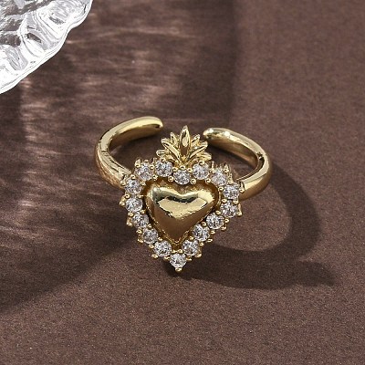 Brass Micro Pave Cubic Zirconia Cuff Rings RJEW-H236-24G-1