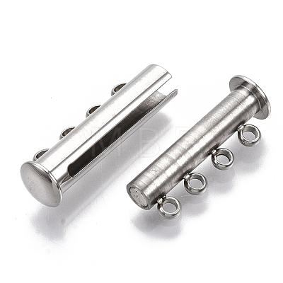201 Stainless Steel Magnetic Slide Lock Clasps X-STAS-S079-159P-1