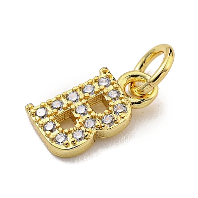 Initial Letter Brass with Cubic Zirconia Charms KK-Q814-26B-G-1