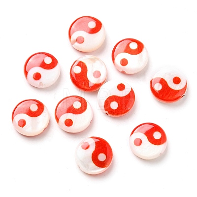 Printed Natural Freshwater Shell Beads SHEL-R129-07A-02-1