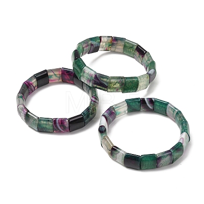 Square Natural Dragon Veins Agate(Dyed & Heated) Beaded Stretch Bracelets for Women Men GG-CBA9ACE-B16-1