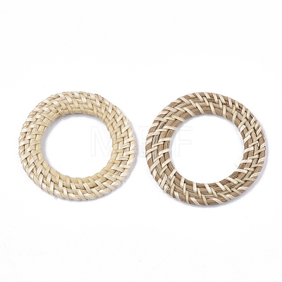 Handmade Reed Cane/Rattan Woven Linking Rings WOVE-T006-035-1