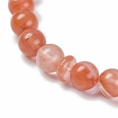 Synthetic Cherry Quartz Glass Beads Stretch Bracelets BJEW-A025-01O-1