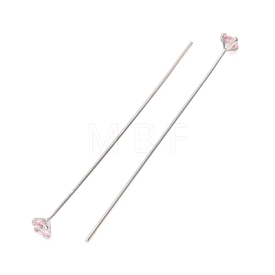 Brass Micro Pave Cubic Zirconia Stud Earring Findings CU-CBA4618-01P-02-1