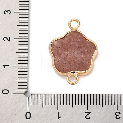 Natural Strawberry Quartz Flower Connector Charms KK-U042-17G-01-1