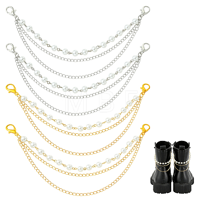 4Pcs 2 Styles Brass & Glass Pearl Bag Extender Chains HJEW-SW00360-1