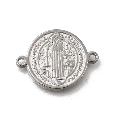 304 Stainless Steel Saint Benedict Medal Cross Connector Charms STAS-C119-12P-1