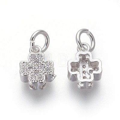 Brass Micro Pave Cubic Zirconia Charms ZIRC-J021-11P-RS-1
