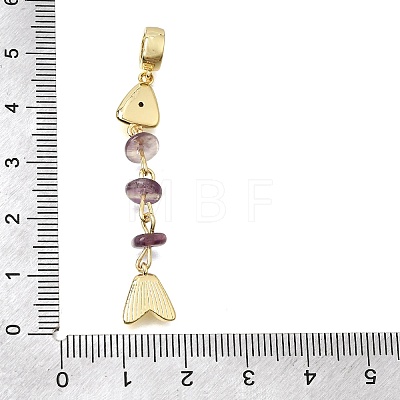 Brass Pave Cubic Zirconia Clear Cubic Zirconia & Natural Amethyst & Enamel European Dangle Charms GG-CBA3401-01G-B-1