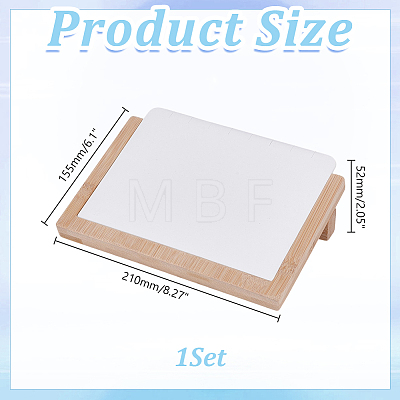 Rectangle Wooden Slant Back Jewelry Display Stands with Imitation Leather Mat for Earrings Necklaces ODIS-WH0079-114A-1