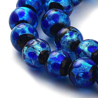 Glow in the Dark Luminous Style Handmade Silver Foil Glass Round Beads LS-FOIL-I006-8mm-02-1