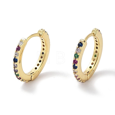 Brass Pave Cubic Zirconia Hoop Earrings for Women EJEW-L269-129G-1